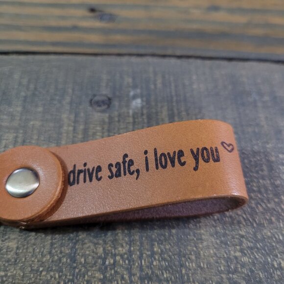 I Love You Leather Keychain - Picture 2 of 2